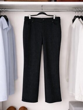 Gloria Vanderbilt Plaid Dress Pants Women’s 12P Petite Black Gray Stretch 34x25